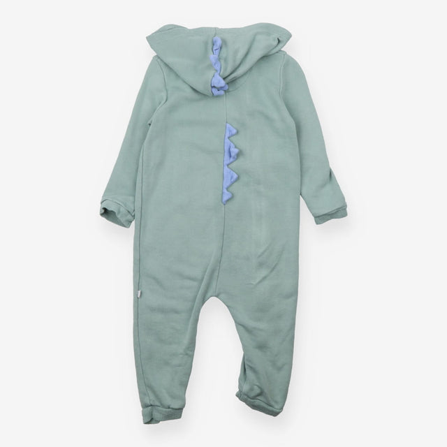 Green zip up hooded onesie with spikes