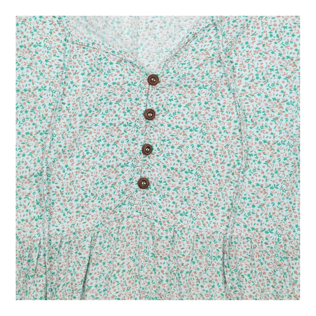 Green and Pink Floral Button Front Maternity Dress