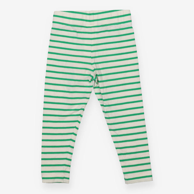 Leggings white bright green stripe