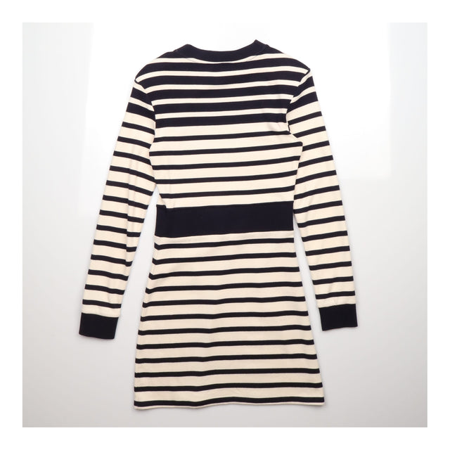 Mini Dress Navy Cream Stripe Cotton Long Sleeve
