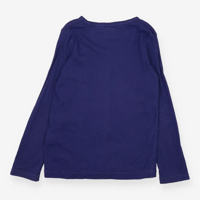 T-Shirt Long Sleeved Blue Detailed Neckline