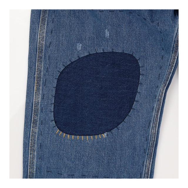 Dungarees blue patchwork detail