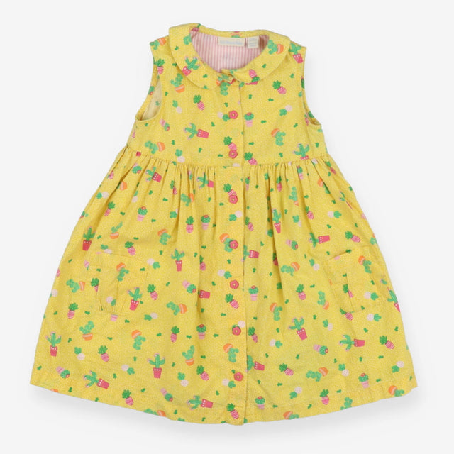 Collard Dress Yellow with Cactus Print