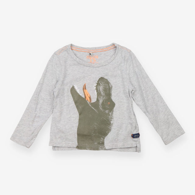 Tee LS grey large dino orange stitching