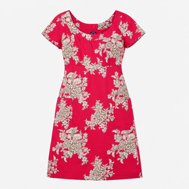 Dress Pink Floral Print Short Sleeves Scoop Neck P