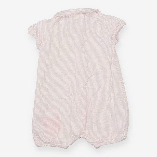 Romper white pink stripe collar SS