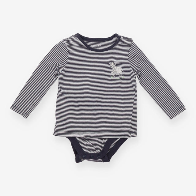 Striped Zebra Bodysuit with Long Sleeve