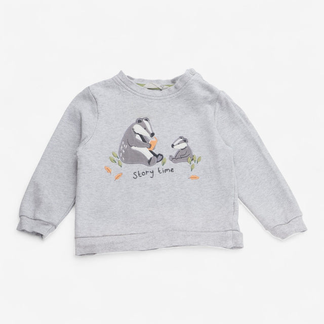 Jersey grey sweater story time badgers