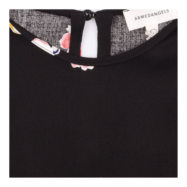Floral Blouse Black Long Sleeve Relaxed Fit