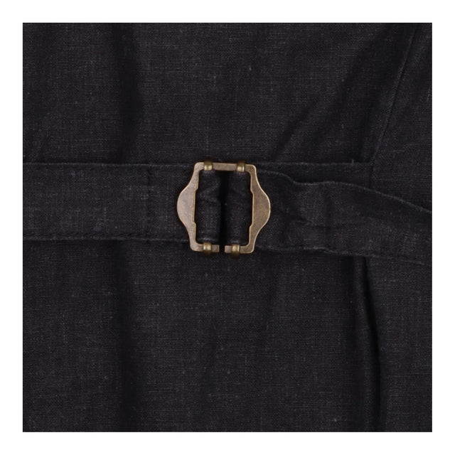 Hemp Blend Button Front Mini Dress Black