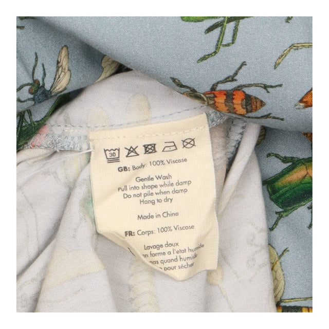 Dress Insect Print Blue Viscose Midi V-Neck Short