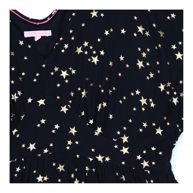 Maxi Dress Black Gold Star Print V-neck