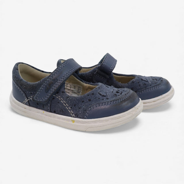 Shoes blue suede velcro white sole cat face