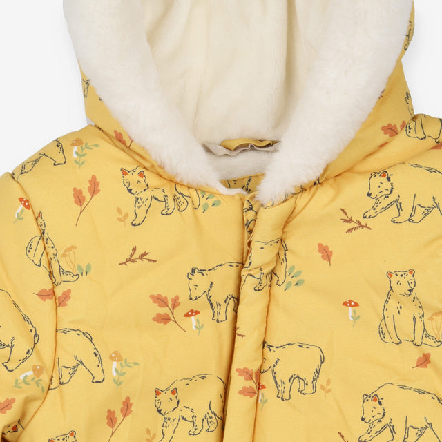 Pramsuit yellow bears fleece lining