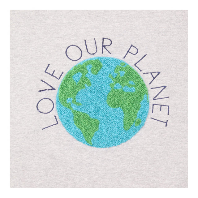Grey Marl Love Our Planet Globe Appliqué Crew Neck