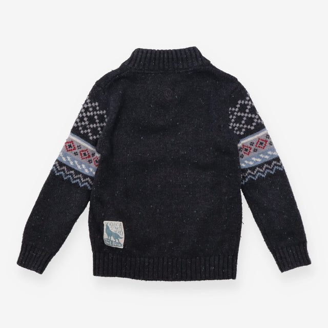 Black Knit Jumper with Three Buttons