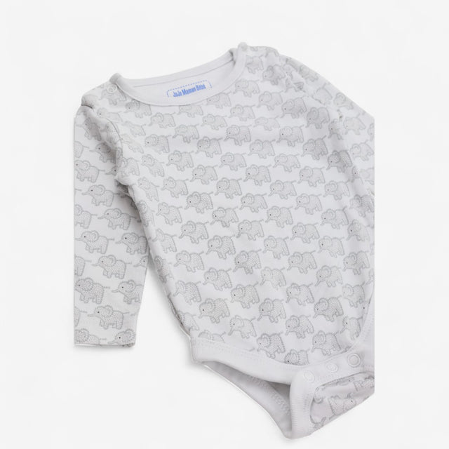 Bodysuit Long Sleeve Grey Elephants