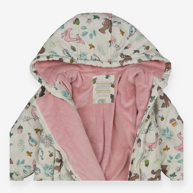 Pramsuit Cream Woodland Pink Lined