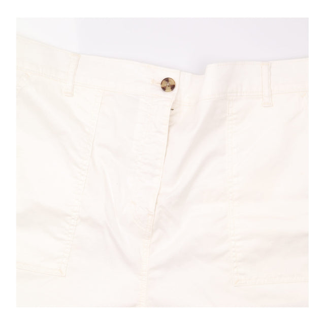 Shorts White Tailored Turn Up Hem Button Front Poc