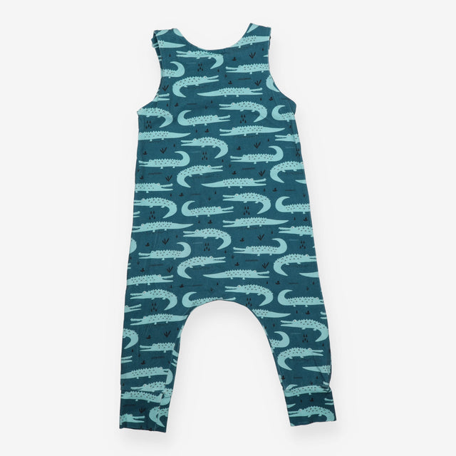 Jersey Romper Blue with Turquoise Crocodiles