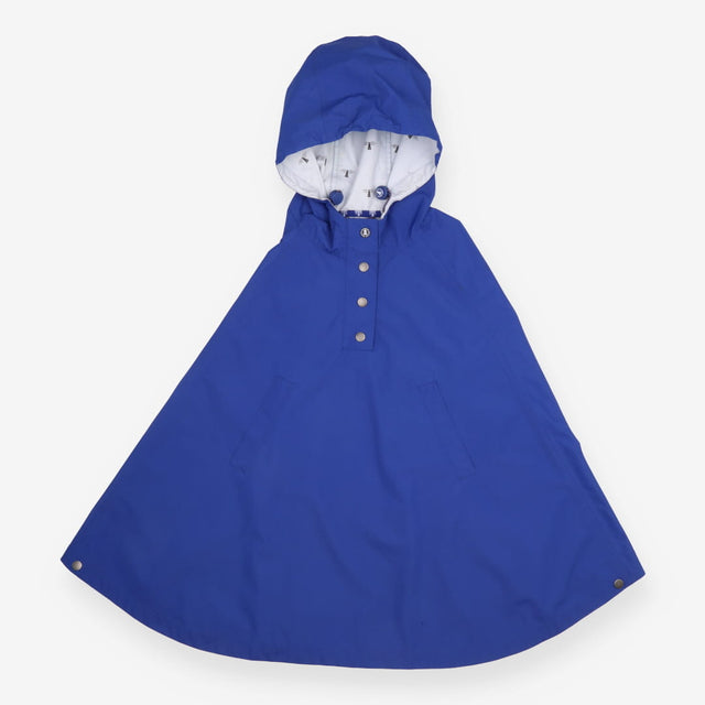 Waterproof Cape Royal Blue Hooded Vintage Poncho