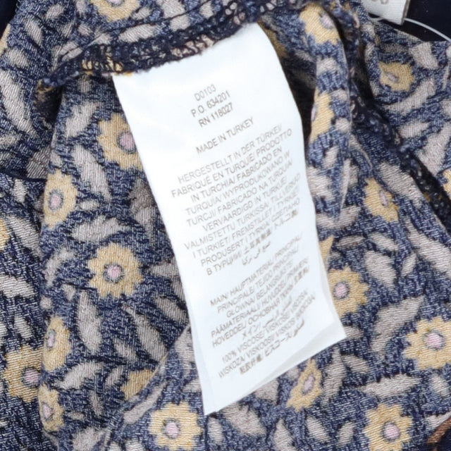 Navy and mustard floral smock long sleeve dress