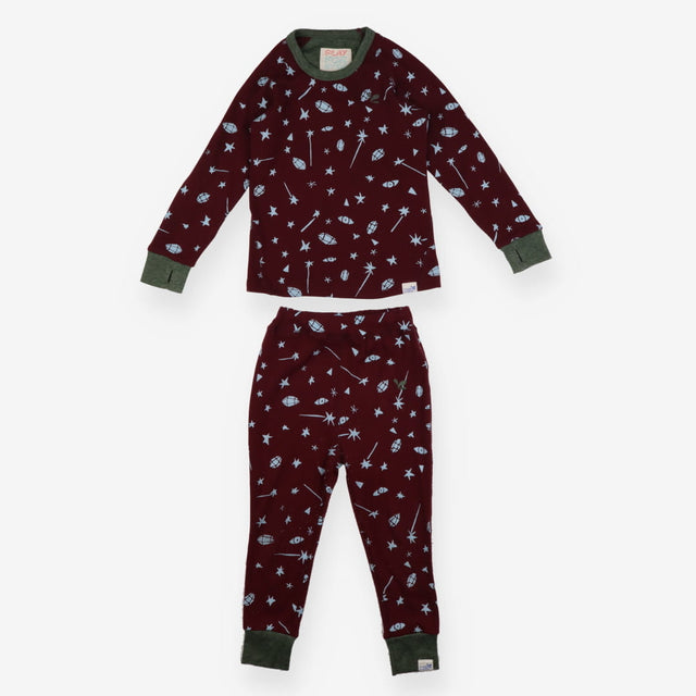 Thermal Top and Bottoms - Burgundy Comet