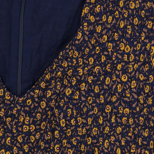 Navy and mustard floral smock long sleeve dress