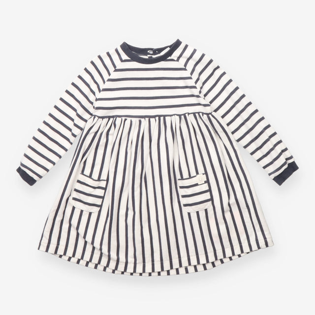 Dress long sleeve navy and white stripe