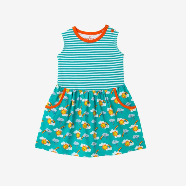 Rainbow print sleeveless dress with pockets