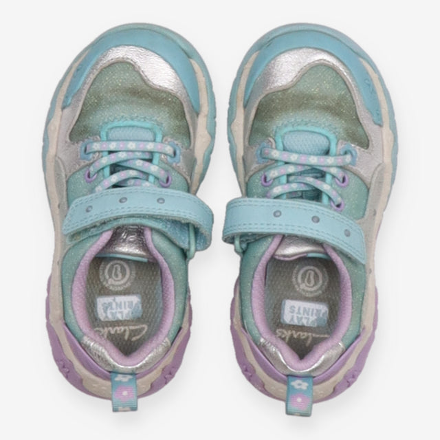 Velcro Trainer tidal Shell Leather and Light Blue