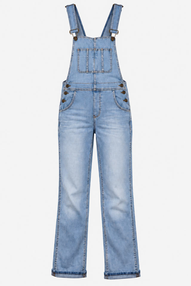 Dungarees Light Blue Wash Denim Tapered Leg