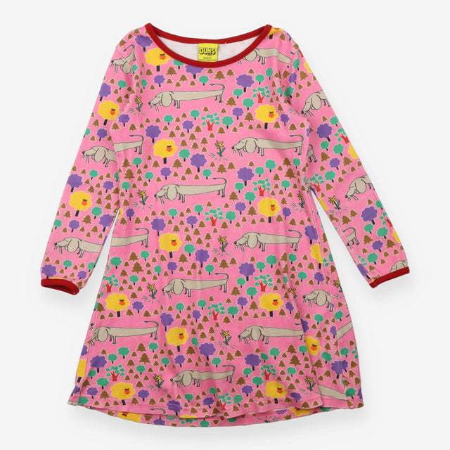 Dress long Sleeve Pink sausage Dog Print