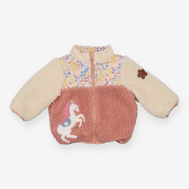 Fleece Reversible Jacket Pink Unicorns