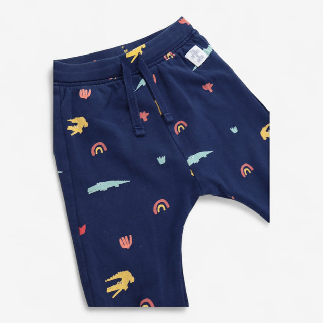 Joggers navy blue tie waist with crocodiles