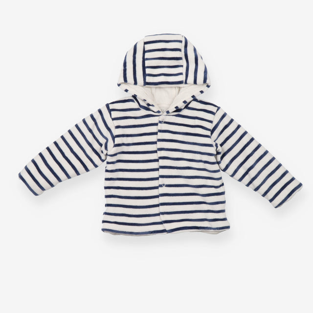 Velour jersey hooded jacket navy striped
