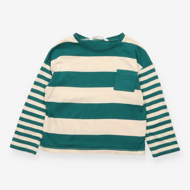 Green and Cream Striped Long Sleeve