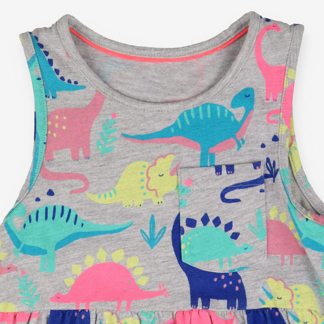 Neon dino sleeveless summer dress