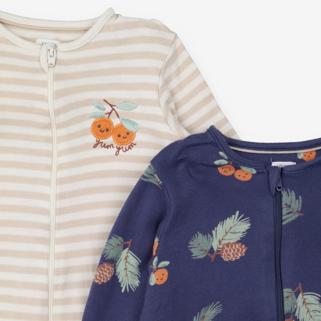 Sleepsuits Brown Stripe and Navy Autumn Oranges