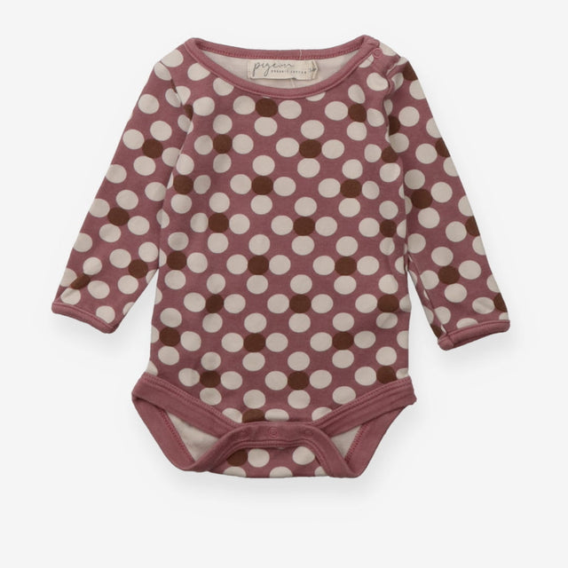 Bodysuit purple with polka dot flowers