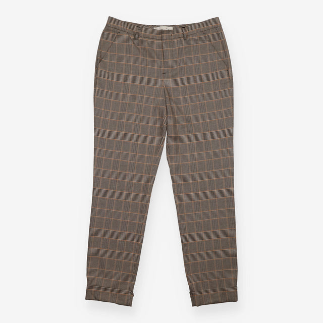 Checked Trousers grey Camel Tapered Slim Leg