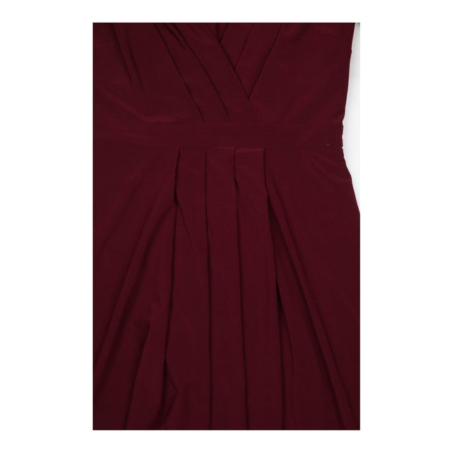 Burgundy Wine Red V-Neck Pleated Wrap Front Long S