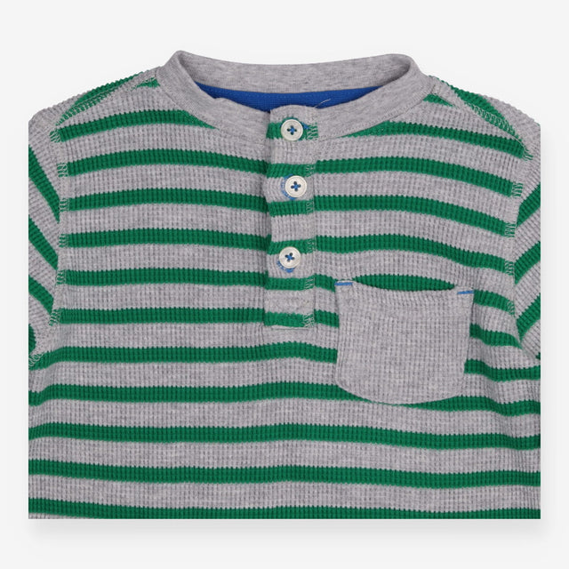 T-shirt long sleeve green and grey stripe