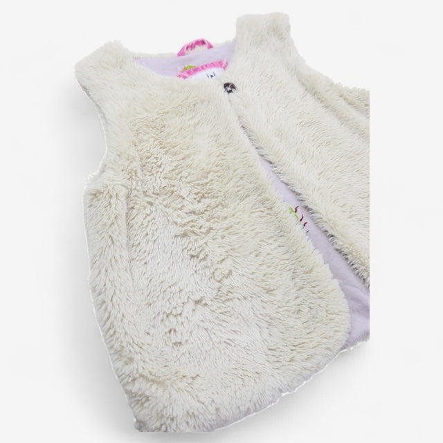 Gilet Cream Faux Fur with Purple Insect Lining
