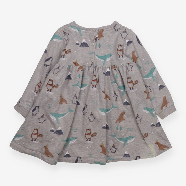 Dress Long Sleeved Grey Snowy Day Animals