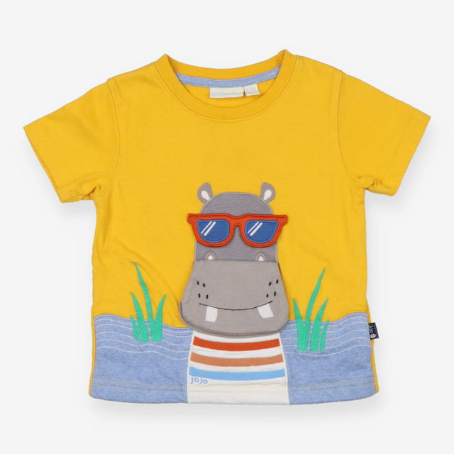 Yellow Hippo Interactive Applique T-shirt