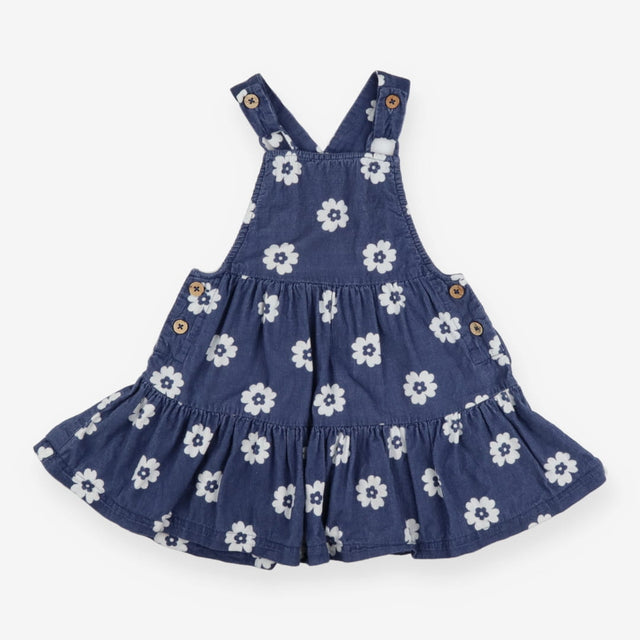 Pinafore blue cord white flower