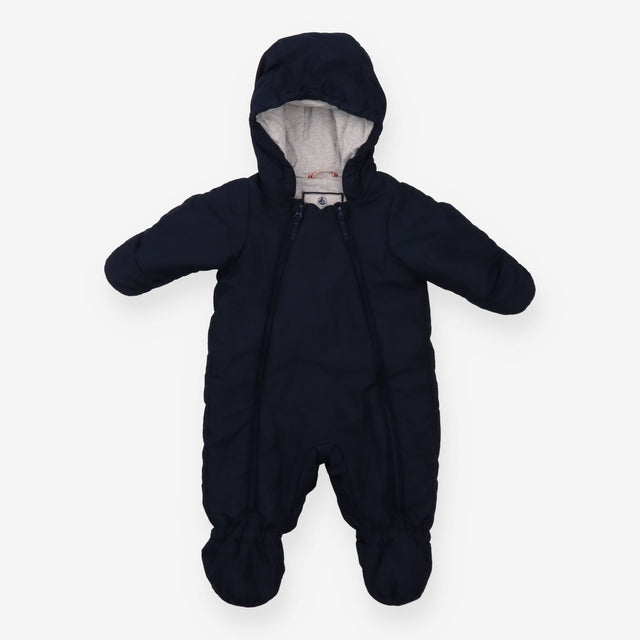 Footed Padded Pramsuit Navy with Grey Lining