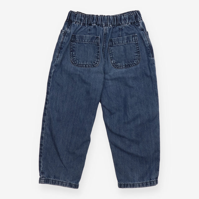 Jeans adjustable waist worn knees