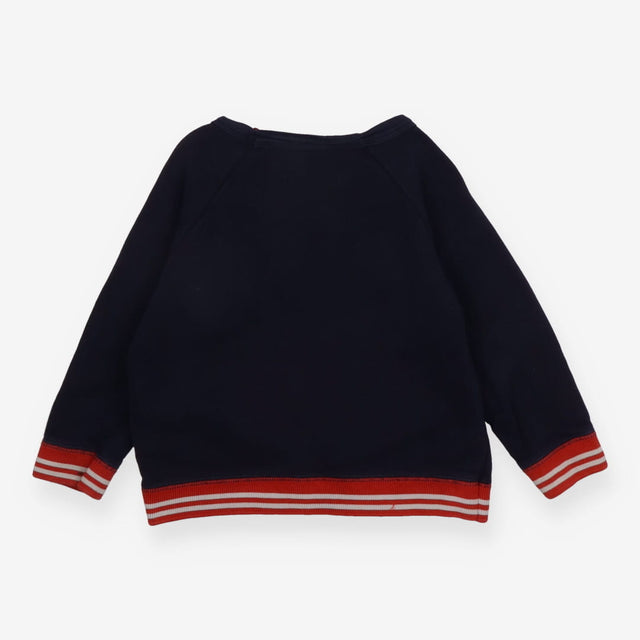 Navy Sweater with Red Stripe Details